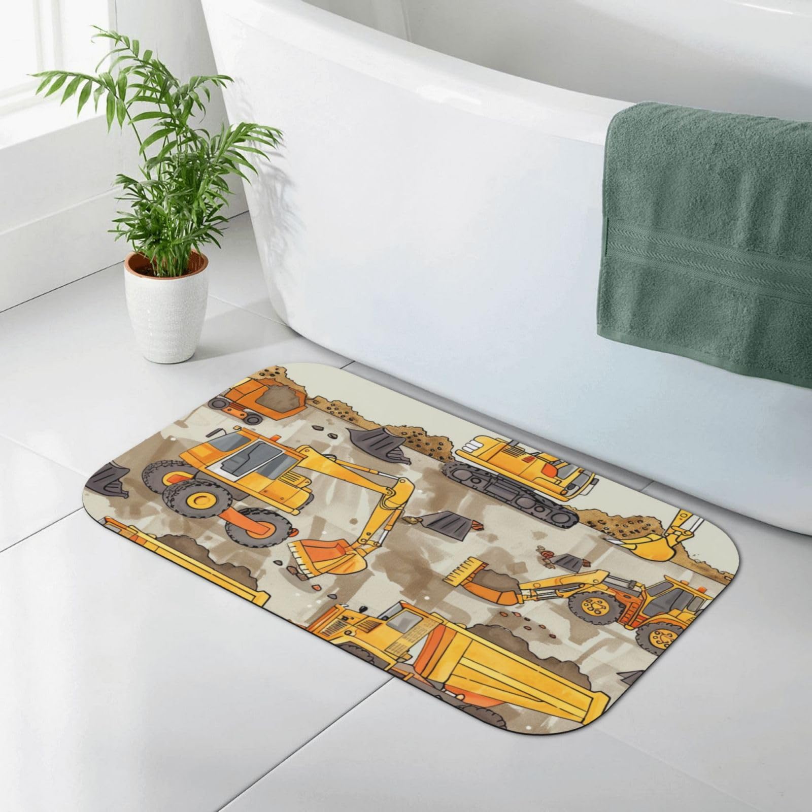 Tapis de bain antidérapant pour éviter les glissades des enfants style camion de chantier