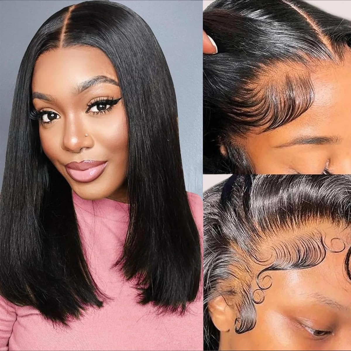 Photo 1 of **USED - MINOR DAMAGE**
Yrenrea Bob Wig Human Hair 13x4 Hd Lace Front Bob Wigs For Black Women Human Hair Glueless Bob Wigs Pre Plucked Pre Cut With Baby Hair 180% Density (NC, 12Inch)