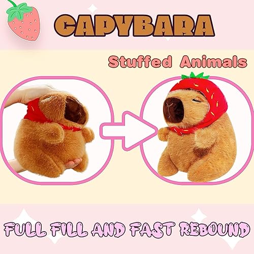 Miniatura 22 de Lindo animal de peluche Capybara de 9.8 pulgadas con una mochila de tortuga, suave juguete de peluche Capibara para regalos de cumpleaños, recuerdos