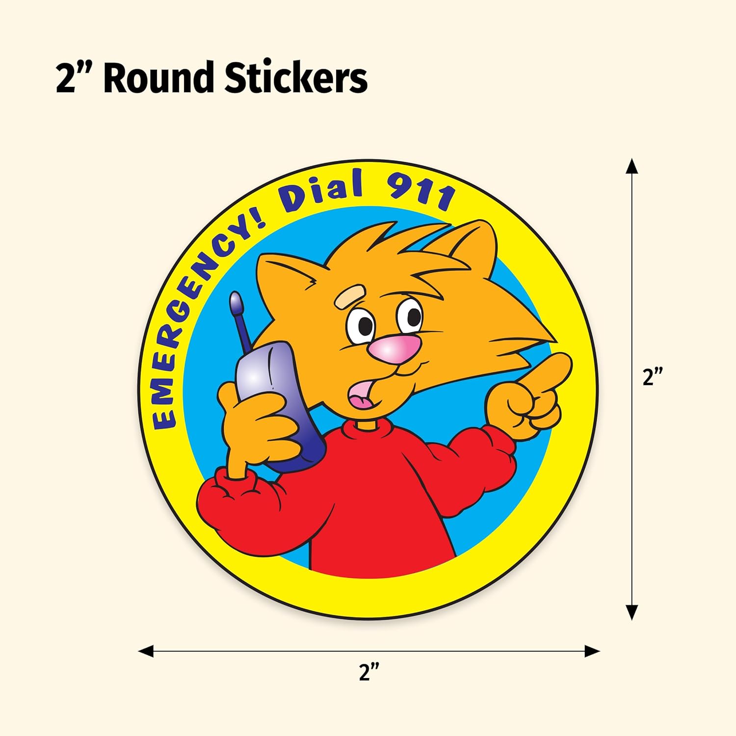 ZOCO - Emergency Call 911 Stickers (400 Count) - Police, Fire Department, EMS Handouts for Kids - 2" Round