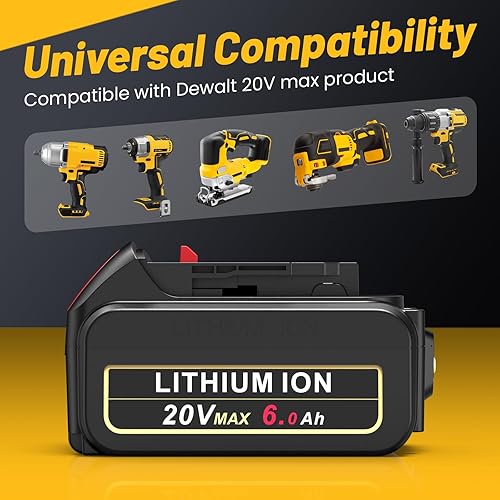 Miniatura 5 de ARyee Reemplazo de batería de 6.0Ah para Dewalt 20 voltios MAX batería de iones de litio DCB205 DCB200 DCB206 DCB206-2 DCB204 DCB204BT-2 DCB203