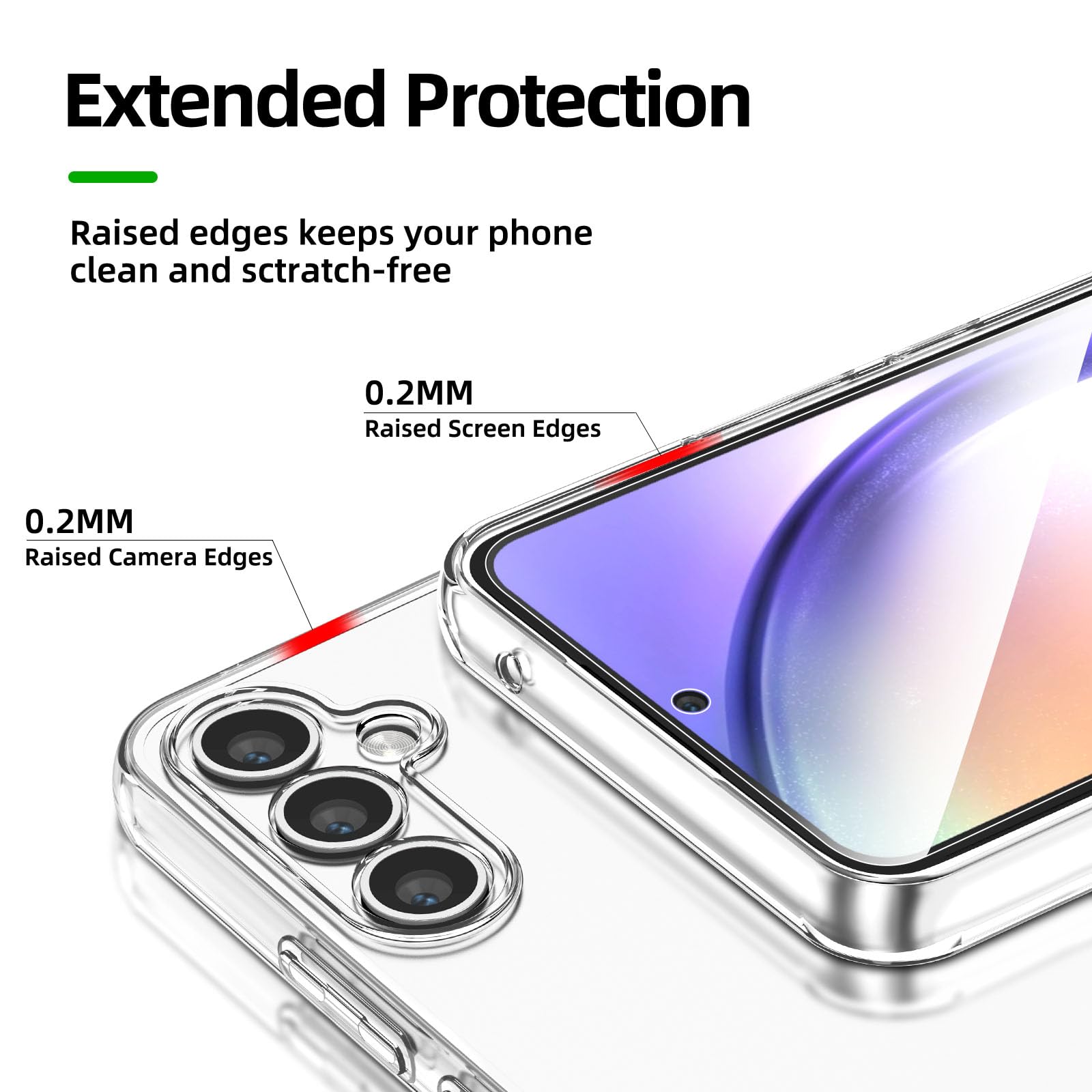 NEW'C Cover per Samsung Galaxy A54 5G Gel TPU in silicone ultra trasparente e 2 × vetro temperato per Samsung Galaxy A54 5G Cristal templado