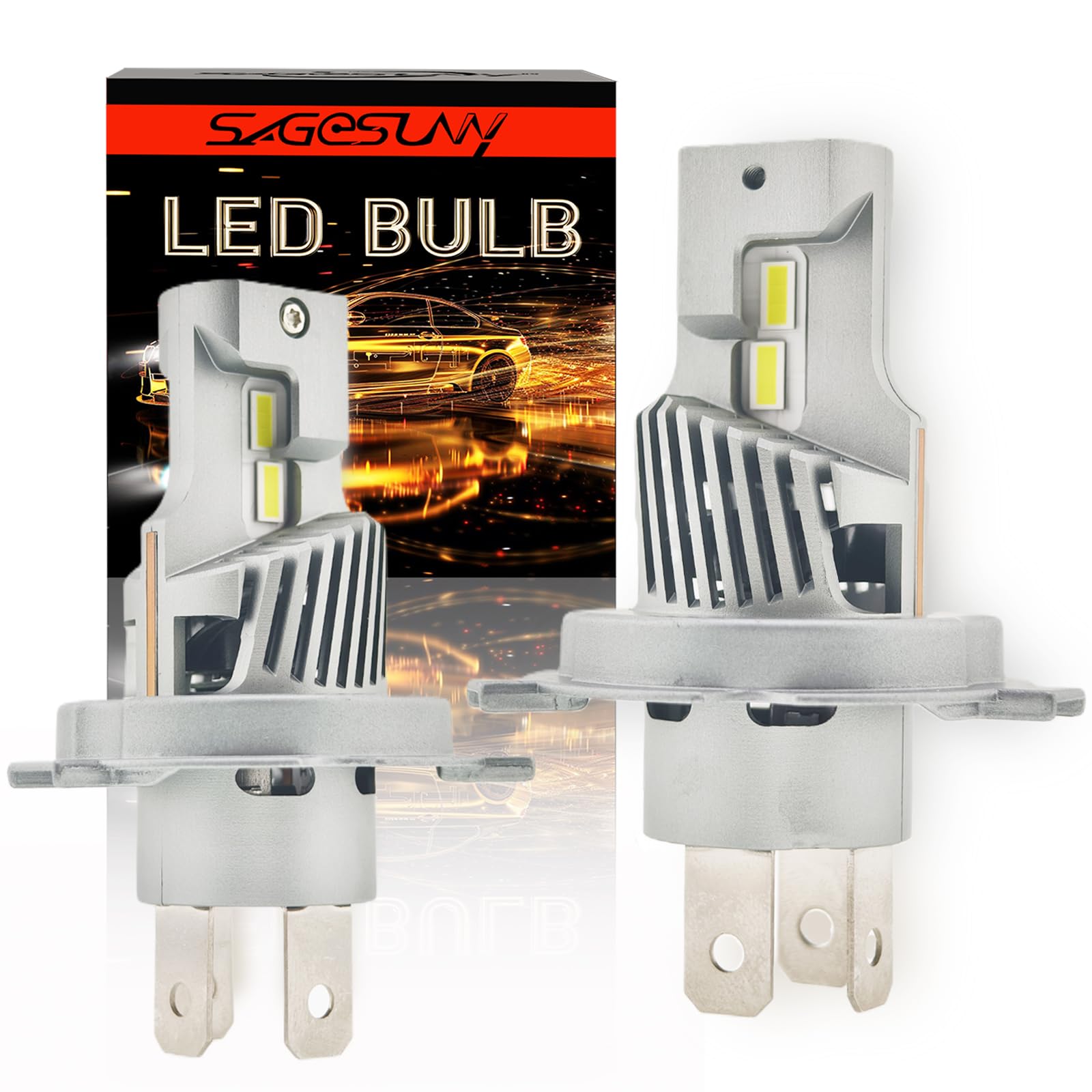 SageSunny exclusive h4 p43t LED lampadina camion 24V 70W 14000lm 6500K bianco,h4 ventilata,per fari anabbaglianti e abbaglianti,scala 1:1 rispetto alle lampadine alogene camion,plug&play,set da 2.