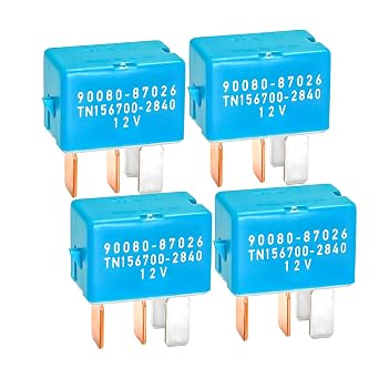 4-Pack 4-Pin AC Relay, Fits Toyota/Lexus, Part 90987-02027 90080-87026 90987-02028 Factory-Grade Relay Replacements for Climate Control and Electrical Systems.