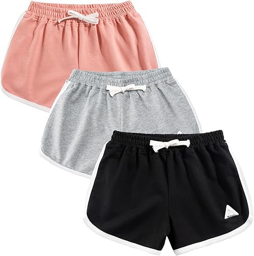 Girls' Active Dolphin Shorts 3 Packs for Kids Bike Running Summer Beach Sports (