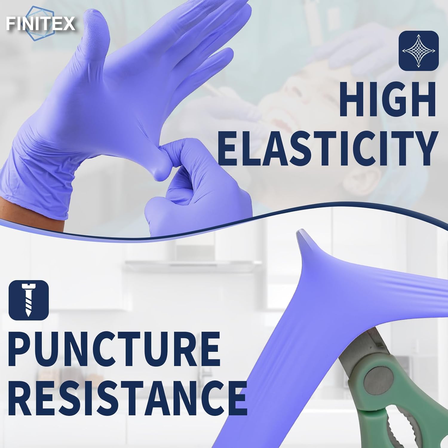 FINITEX Ice Blue Nitrile Exam Gloves - Powder-free, 1000 PCS Medical & Home Cleaning Gloves - Image 5