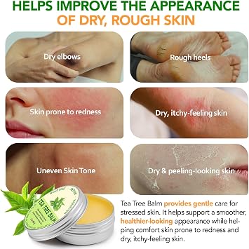 Tea Tree Oil Balm,Tea Tree Oil for Skin, Tea Tree Oil Balm for Athlete's Foot, Jock Itch & Dry Skin Relief - Irritated Skin, Cracked Heels - Organic & Safe for All Ages (1 Pack)