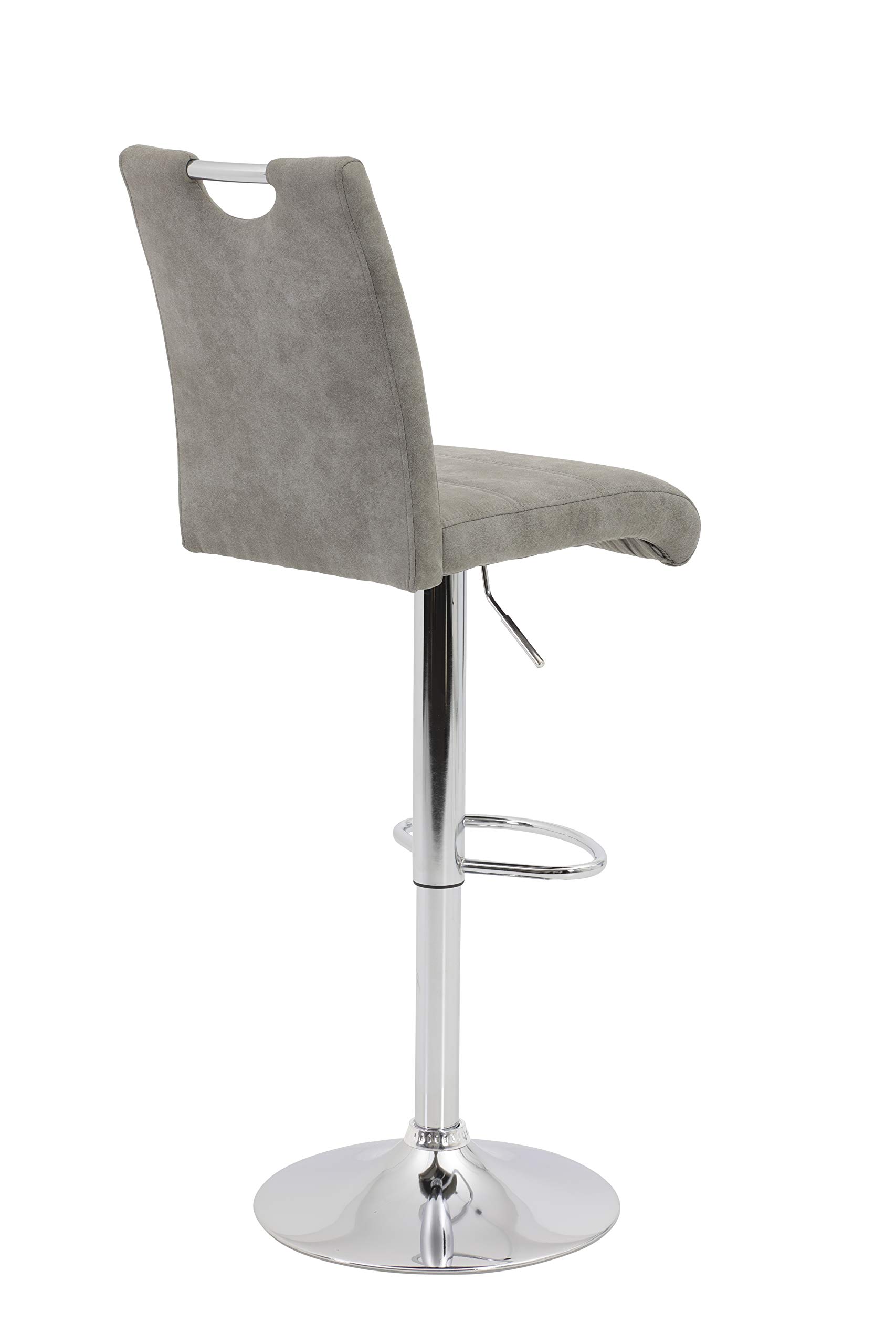 Hela Tische, Miranda - Set di 2 sgabelli da bar/bistrot, in microfibra di colore grigio, base a tromba girevole a 360° con funzione di sollevamento, seduta regolabile in altezza da 60 a 82 cm