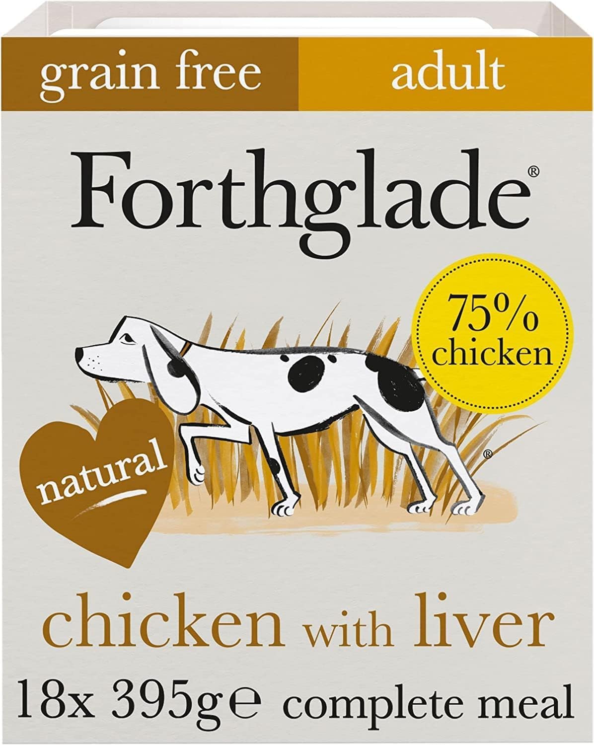 Forthglade Complete Chicken And Liver Adult Free Dog Food - X 395G Grain Size 18