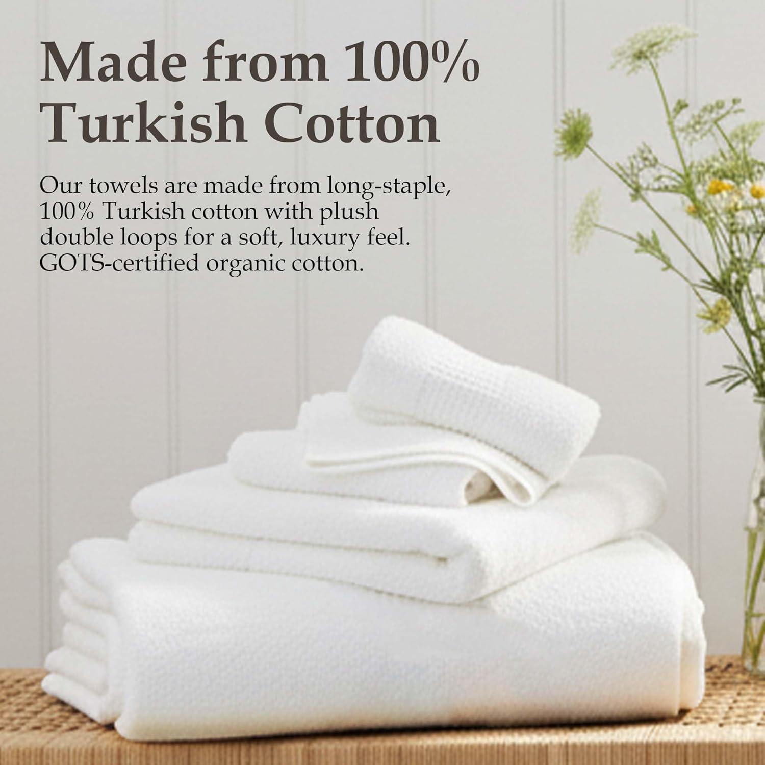 Delilah Home Turkish Cotton Bath Towels - Soft and Absorbent, 100% Organic, 700 GSM Thick Weave, Gentle for Sensitive Skin - 6-Piece(2 Large Bath Sheets, 2 washcloths, 2 Hand) Bathroom Towel Set