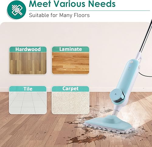 Miniatura 4 de DOKER. - Mopa de vapor para azulejos y madera dura, vaporizador de piso para limpieza profunda con 3 modos de vapor automático, 2 almohadillas de