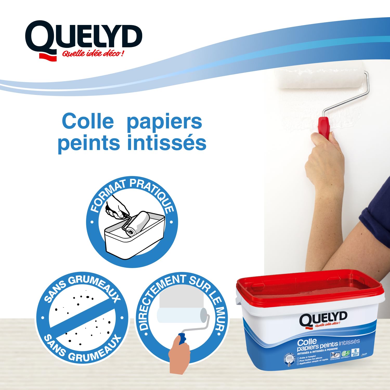 Quelyd Colle Papiers Peints Intissés en Pâte Seau 3 kg