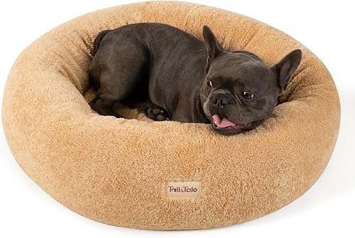 Miniatura 10 de Cama para perros grandes con forma de dona refrescante y calmante – Cama redonda de felpa de espuma viscoelástica para aliviar la ansiedad. Cama