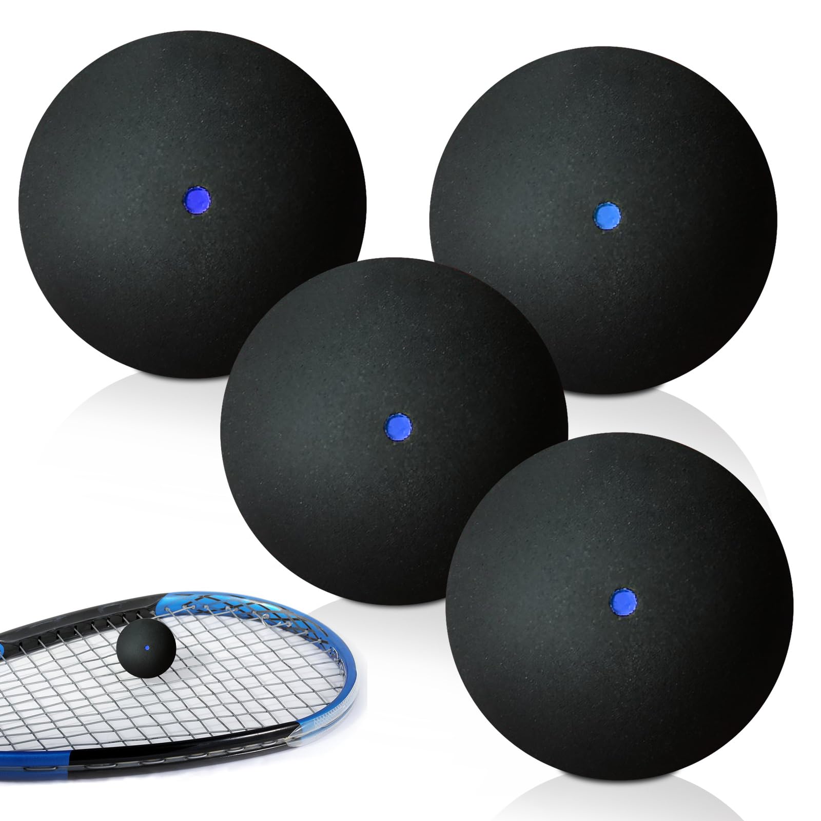 PORFOYO Juego de 4 pelotas de squash deportivas de goma para entrenamiento y competición