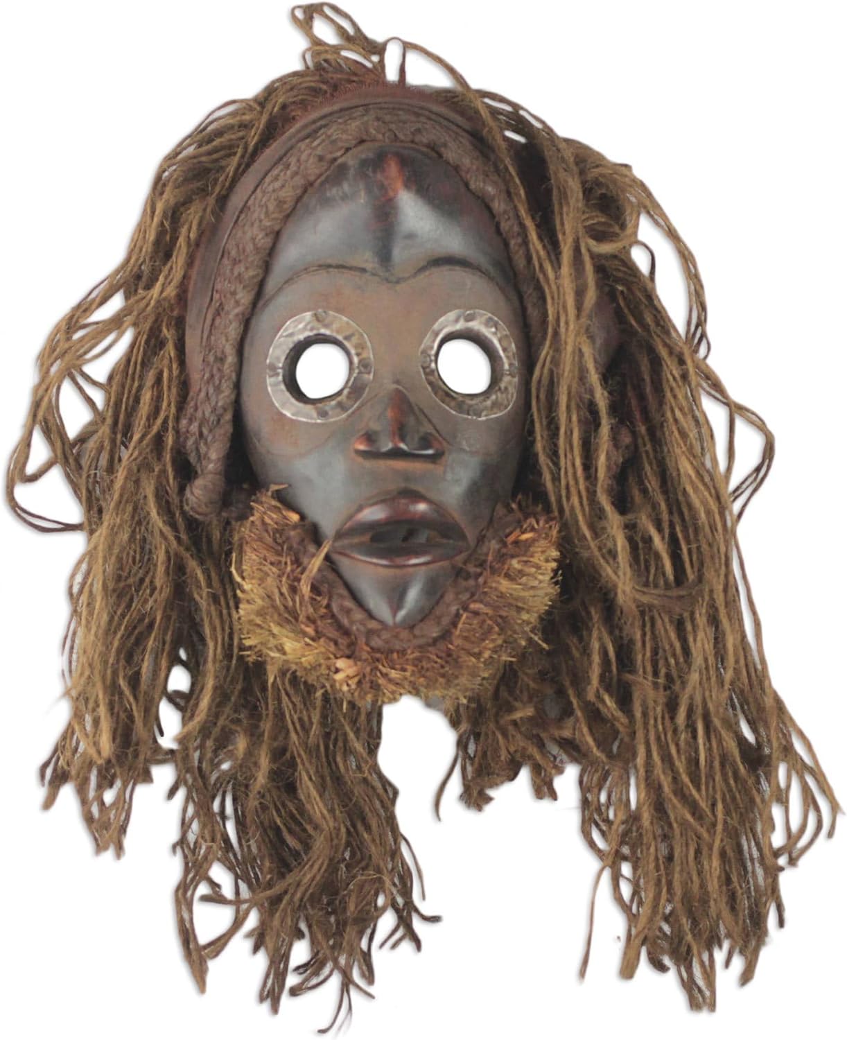 NOVICA Decorative Ghanaian Wood Mask, Brown 'Strong Protector'