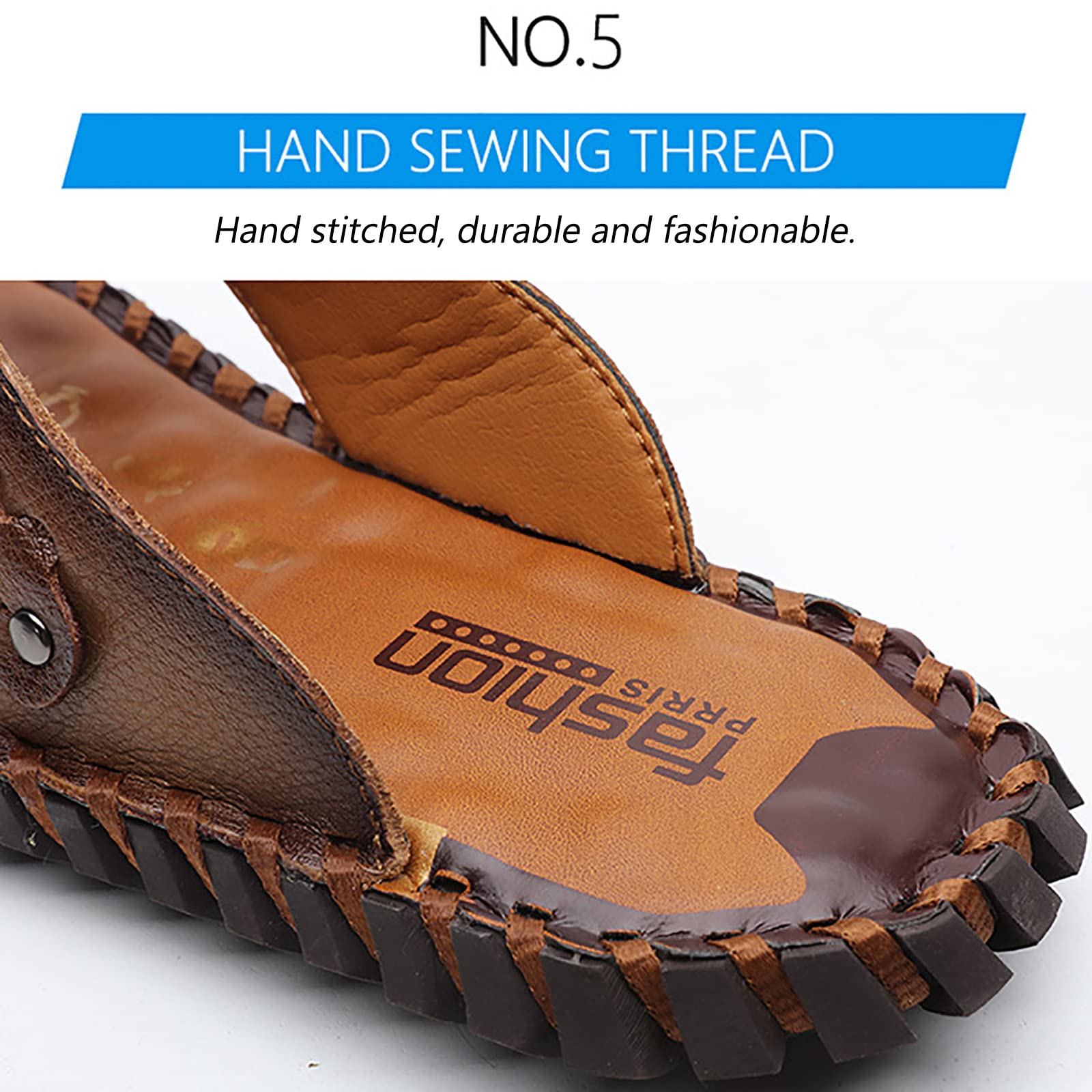 Songyi Chanclas Hombre Cuero Flip Flops Verano Antideslizante Piscina Playa Sandalias(Size:44 EU,Color:Marrón Claro)