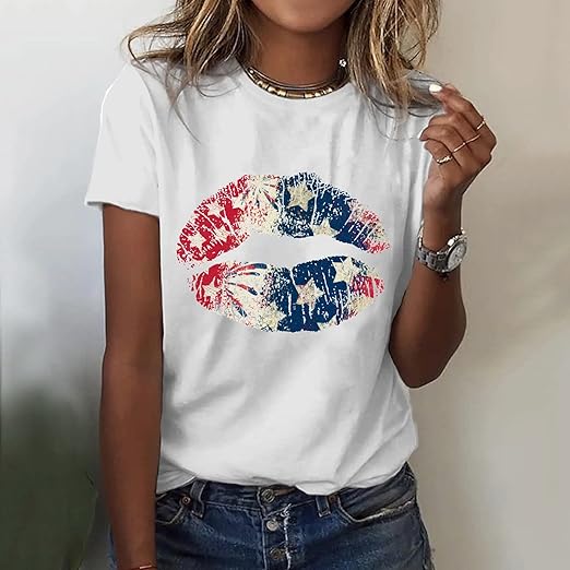 Maglietta Donna 4th Of July Bandiera Americana - Maniche Corte, Scollo A O, Perfetta Per Feste Patriottiche - Foto 10