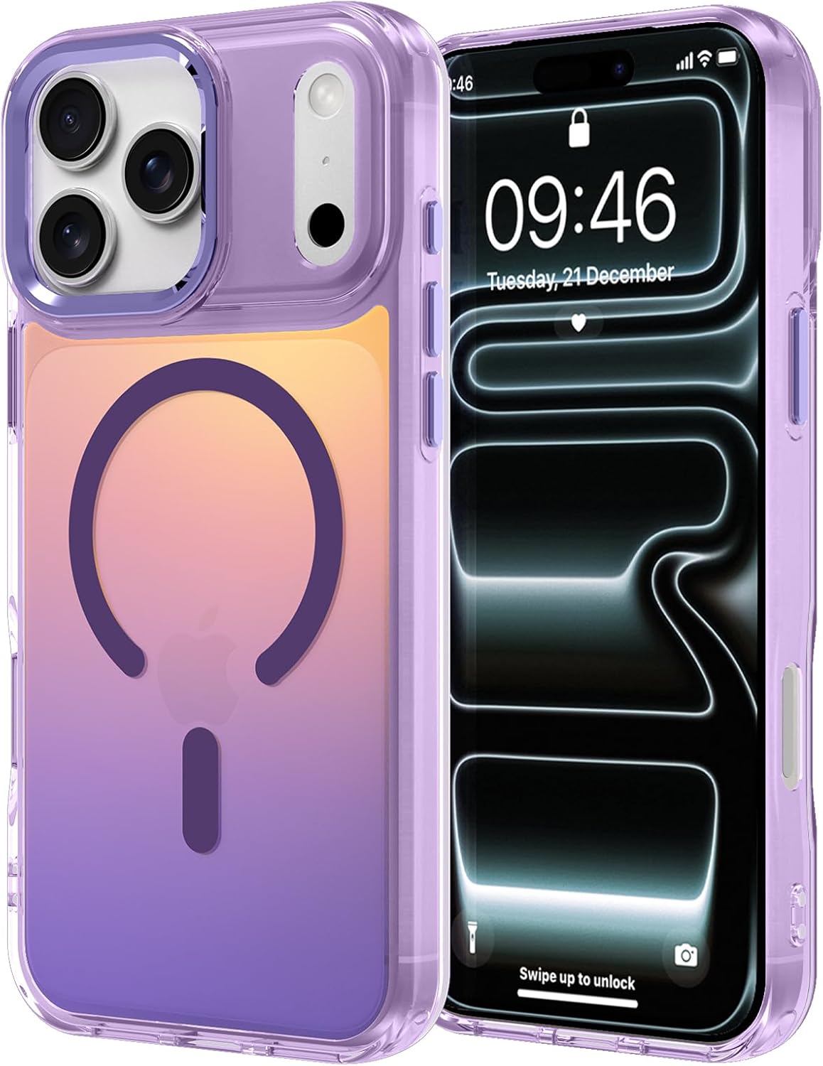 ZIYE Iridescent Case Compatible with iPhone 17 Pro Max Cute Fluorescent Laser Design Shockproof Protective Phone Cover Compatible with Magsafe for Women Girls Men Purple