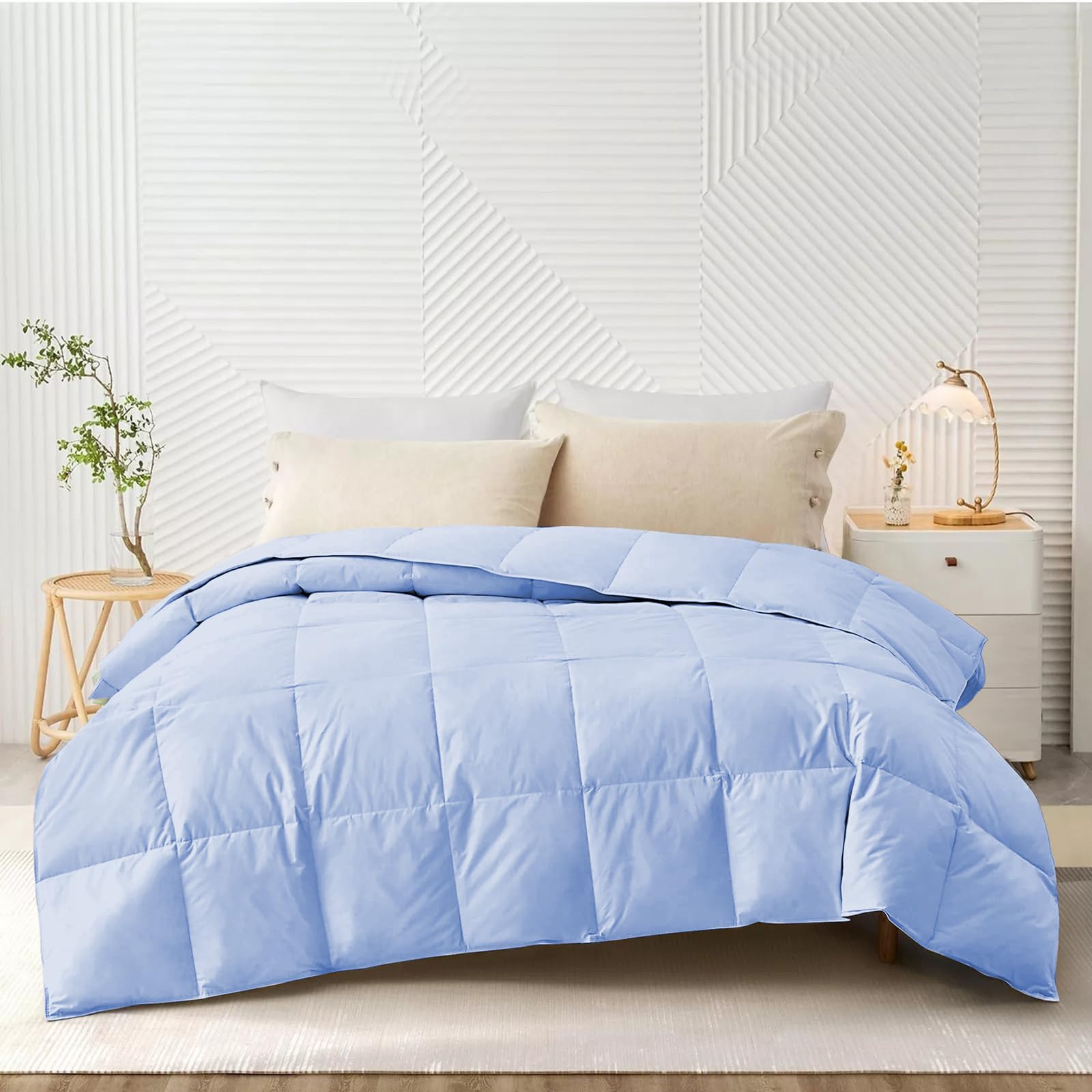 PURE ECO 100 GSM All Season Comforter Double Bed Comforter for Summer Super Soft Fluffy Microfibre Lightweight (90" X 100" Inches) - Double Bed Comforter - Sky Blue Color