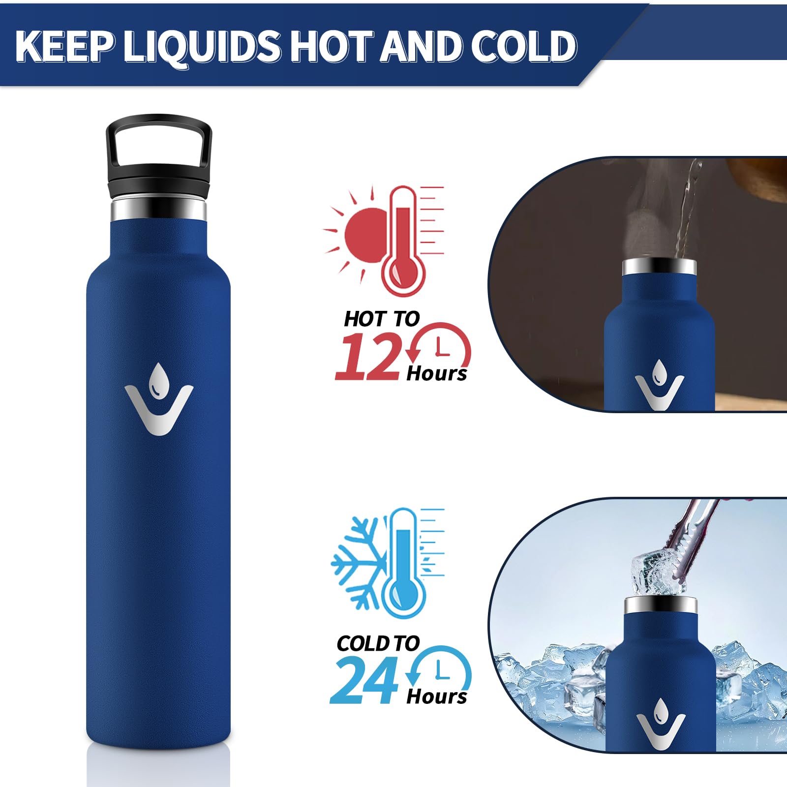 HoneyHolly Borraccia Termica 1 Litro, Senza BPA, Borraccia Termica, Sottovuoto a Doppia Parete, Bottiglia Termica, 18/8 Acciaio Inox, Borracce Termiche, con Cannuccia, Termos per Palestra, Sport, Bici