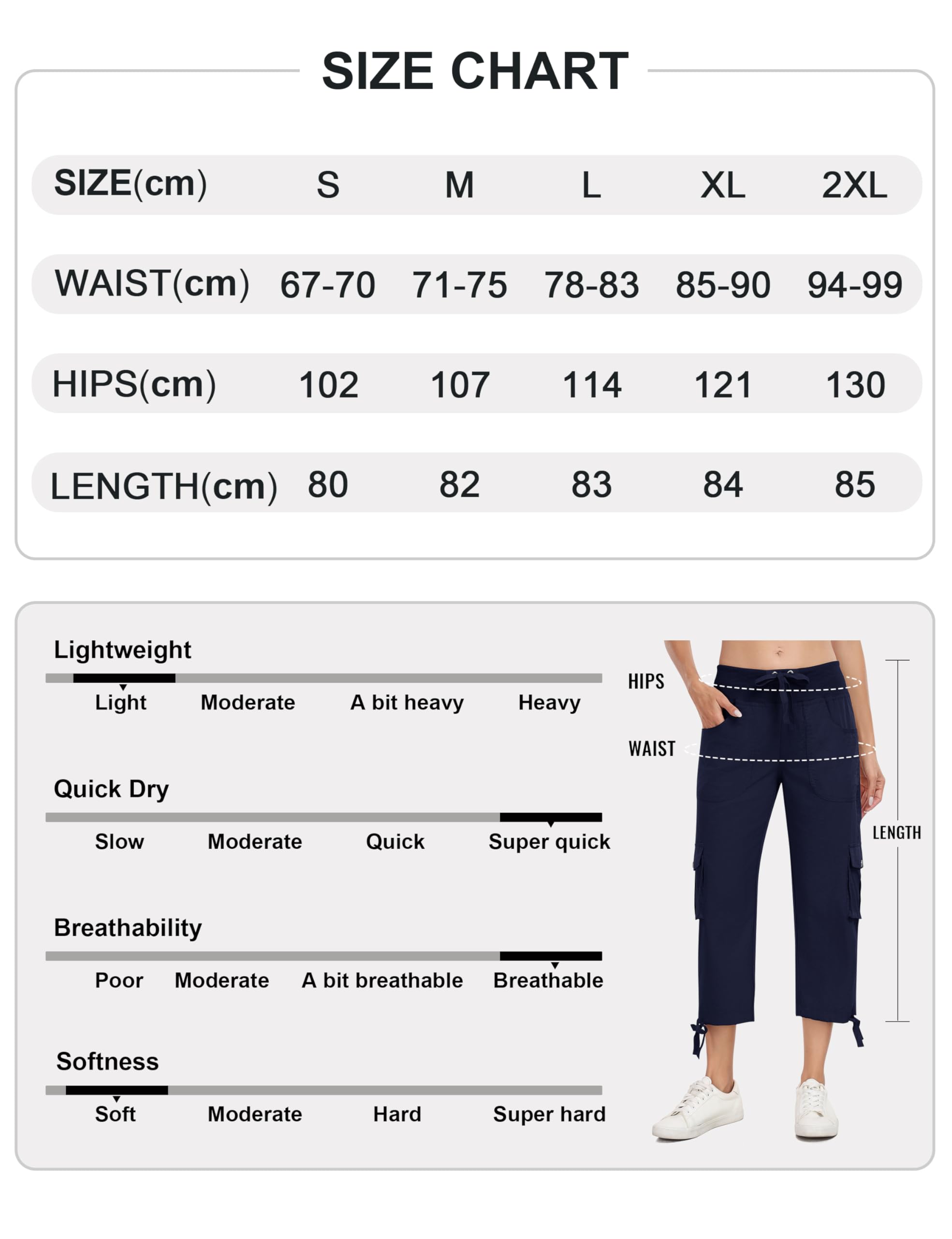 MoFiz Pantalones 3/4 Mujer Verano Pantalones Piratas Cargo de Senderismo y Viajes Pantalon Capri Informales de Moda con 6 Bolsillos