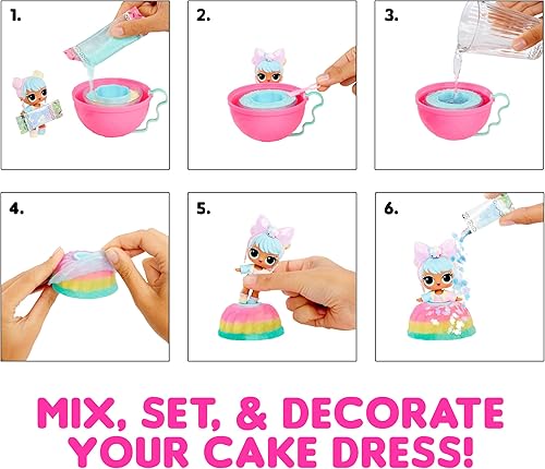 Miniatura 3 de LOL Surprise Mix & Make Birthday Cake Tots con muñeca coleccionable, vestido de pastel de bricolaje, fabricación de pasteles y decoración,
