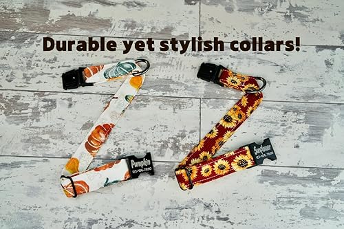 Miniatura 6 de Fall Style Dog Collars w/metal buckle, HAND MADE, Custom Engraved Personalized Collar, 1 inch wide, designer collars, Floral or Pumpkin