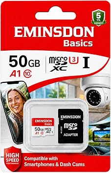 50GB Hafıza Kartı Ev Araç Güvenlik Kamerası Uyumlu Telefon Tablet Micro SD Class10