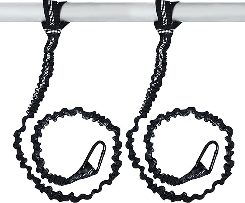 Correa de remo para kayak, cuerda de nailon retráctil, cuerda de remolque de kayak, para kayak, pesca, canoa, barco (paquete de 2, negro)