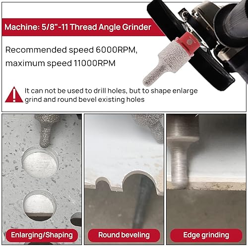 Miniatura 4 de FOCSTOL Brocas de diamante para fresar dedos, broca de núcleo de 38 a 1 pulgada (0.394-0.984 in) para agrandar y dar forma a los agujeros existentes