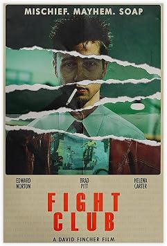 VSSLEC Fight Club Movie Poster Canvas Movie Bedroom Decor Landscape Office Room Decor Gift Unframe 12x18inch30x45cm