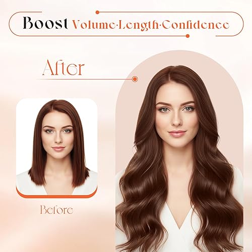 Miniatura 6 de Sunny Hair - Extensiones de clip de cabello humano real, color caoba oscuro - 18 pulgadas, 4.23 onzas