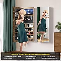 Vista 3 de Lvifur - Armario de joyería con 6 luces LED armario para las joyas montado en la pared o en la puerta con un espejo de longitud completa organizador