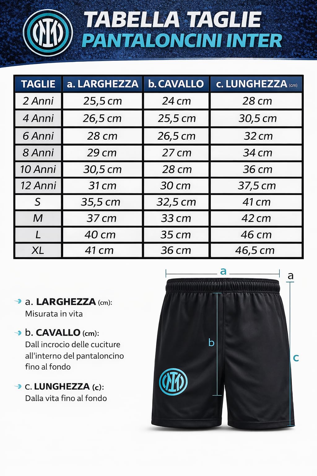 Inter Pantaloncini Replica Ufficiali Autorizzati - Pantaloni Adulto/Ragazzo/Bambino