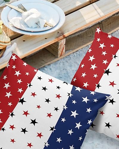 Miniatura 2 de Fundas de almohada impermeables para exteriores, Día de la Independencia, fundas de cojín decorativas, estrellas de Estados Unidos en azul, rojo y