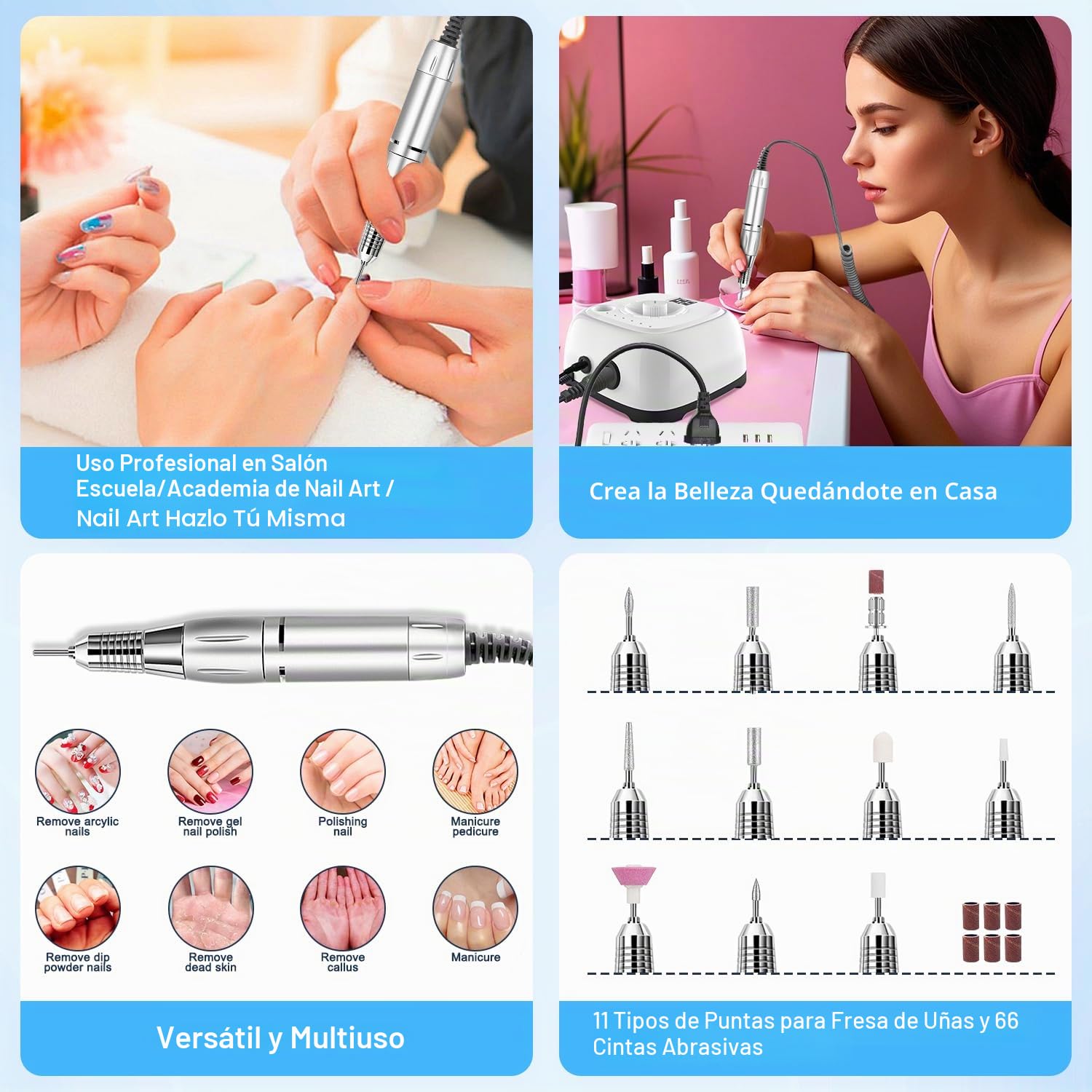Torno de Uñas Profesional 35000RPM,NAILGIRLS 11 en 1 Torno para Uñas Acrilicas,Torno Electrico para Uñas con Pantalla y Pedal,Baja Vibración Torno Profesional para Uñas Tornos para Manicura y Pedicura