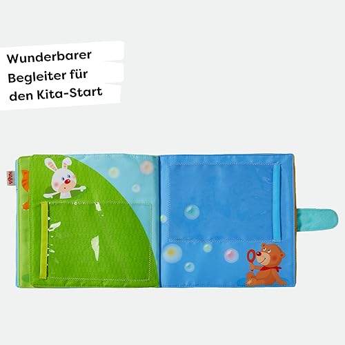 Miniatura 6 de HABA My First Photo Album  Libro de tela suave para bebé, álbum de bebé para (8) fotos de 4 x 6 pulgadas, juguetes sensoriales para bebés, libros de