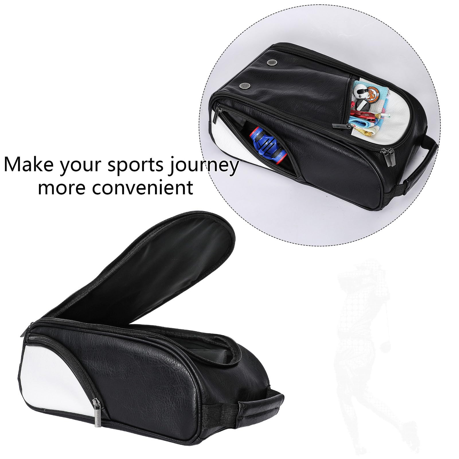 Golf-Schuhtasche, Fußballschuh-Tragetasche, tragbare Schuhaufbewahrung | Sneaker-Tasche mit mehreren Taschen für organisierte Aufbewahrung und einem Griff für bequemes Tragen beim Sport, Schwarz ,