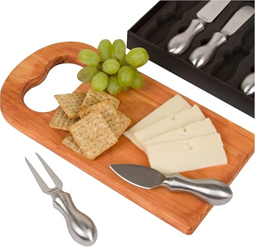 Miniatura 6 de Colección de cuchillos de queso de 5 piezas de alta calidad servir, cortar, rebanar, afeitar y untar queso duro y suave, accesorios de tabla de