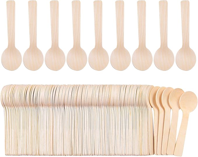 Tupa 150 Pack Mini Wooden Spoons Ice Cream Dessert Spoons Disposable Natural Wooden Utensils for