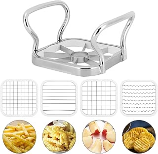 Krajalnica do ziemniaków, oszczędzająca wysiłek Przyjazna dla użytkownika bezproblemowa 5 w 1 rozdrabniacz do owoców ze stali nierdzewnej Chopper Maker French Fry Tool Gadżety kuchenne