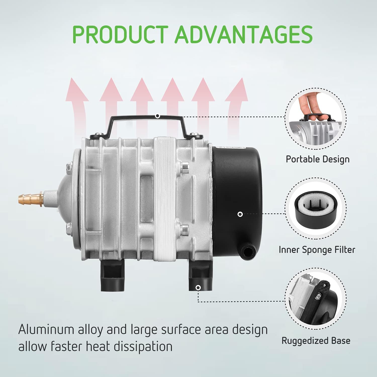 VIVOSUN Commercial Air Pump 1110 GPH 8 Outlet 50W 70L/min for Aquarium and Hydroponic Systems : Pet Supplies