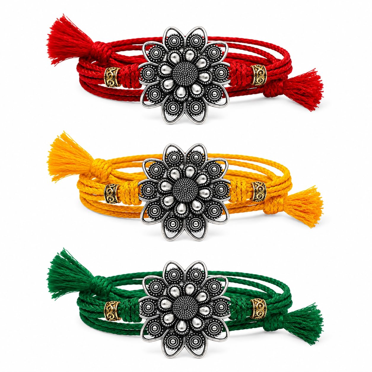 Silver Plated Flower Rakhi for Brother | Silver Rakhi with Complete Box include Kum Kum Chawal Pack-picture-21