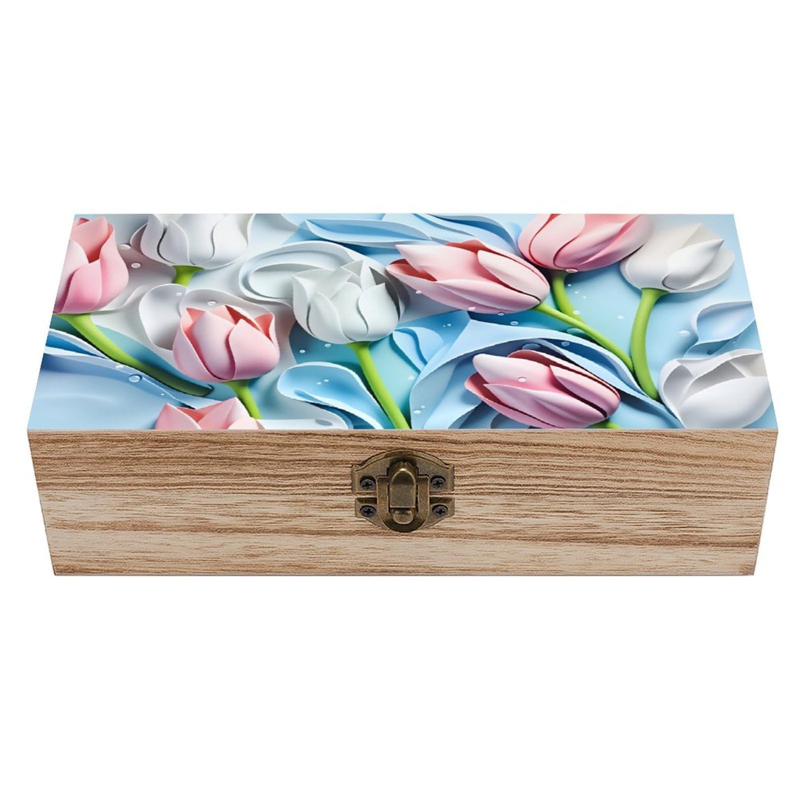 asbwuo Elegant Floral Vintage Wooden Keepsake Box