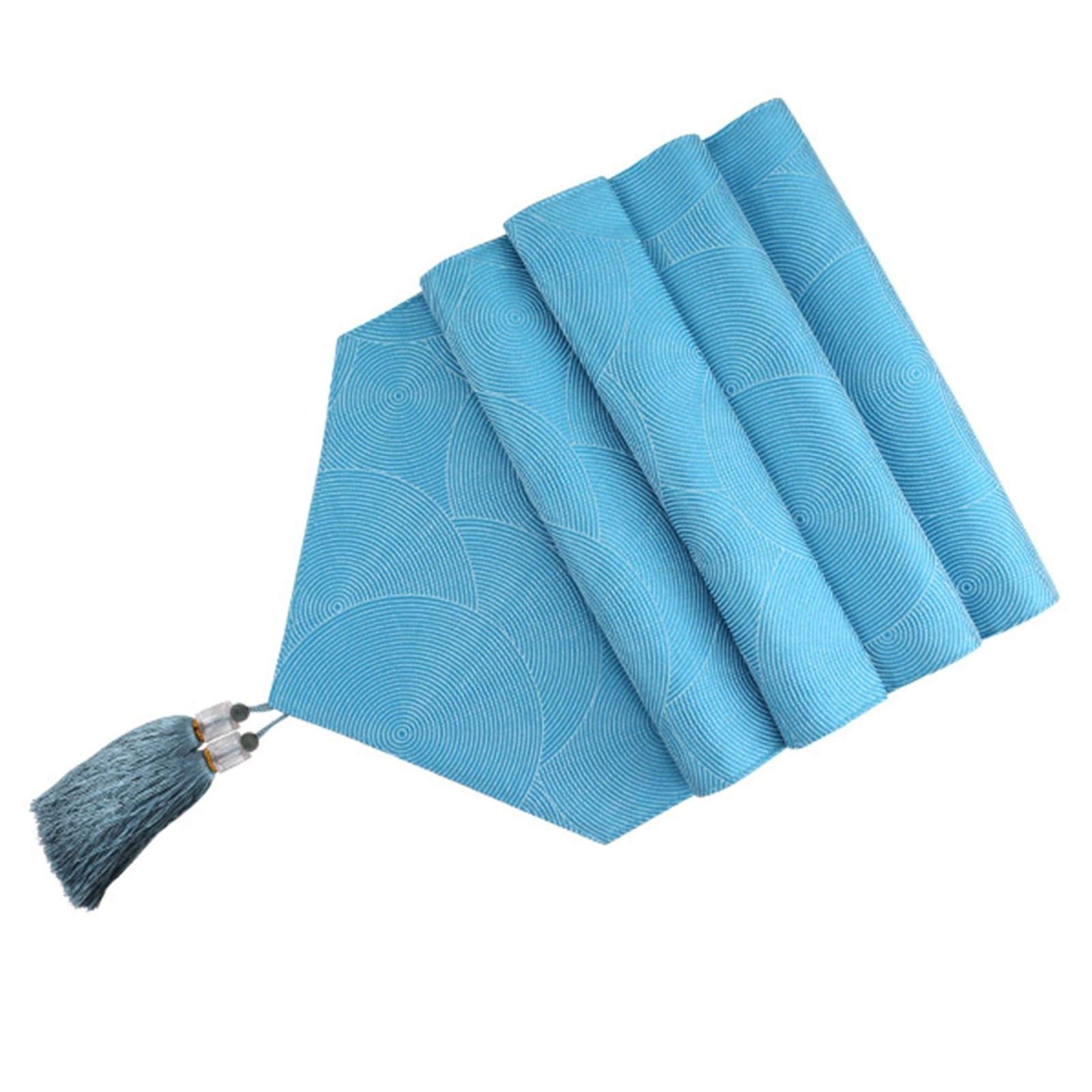Table Runner Blue, Tischläufer Herbst Weihnachten 35X183cm Baumwolle Quaste Dreieck Faden Verlobung Deko