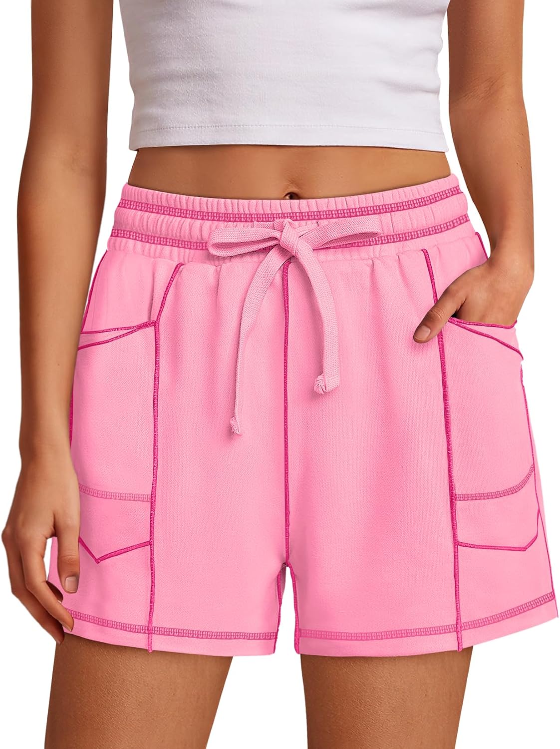 Nirovien Womens Sweat Shorts Baggy Drawstring Barrel High Waisted Shorts with Pockets Lounge Short Sweatpants