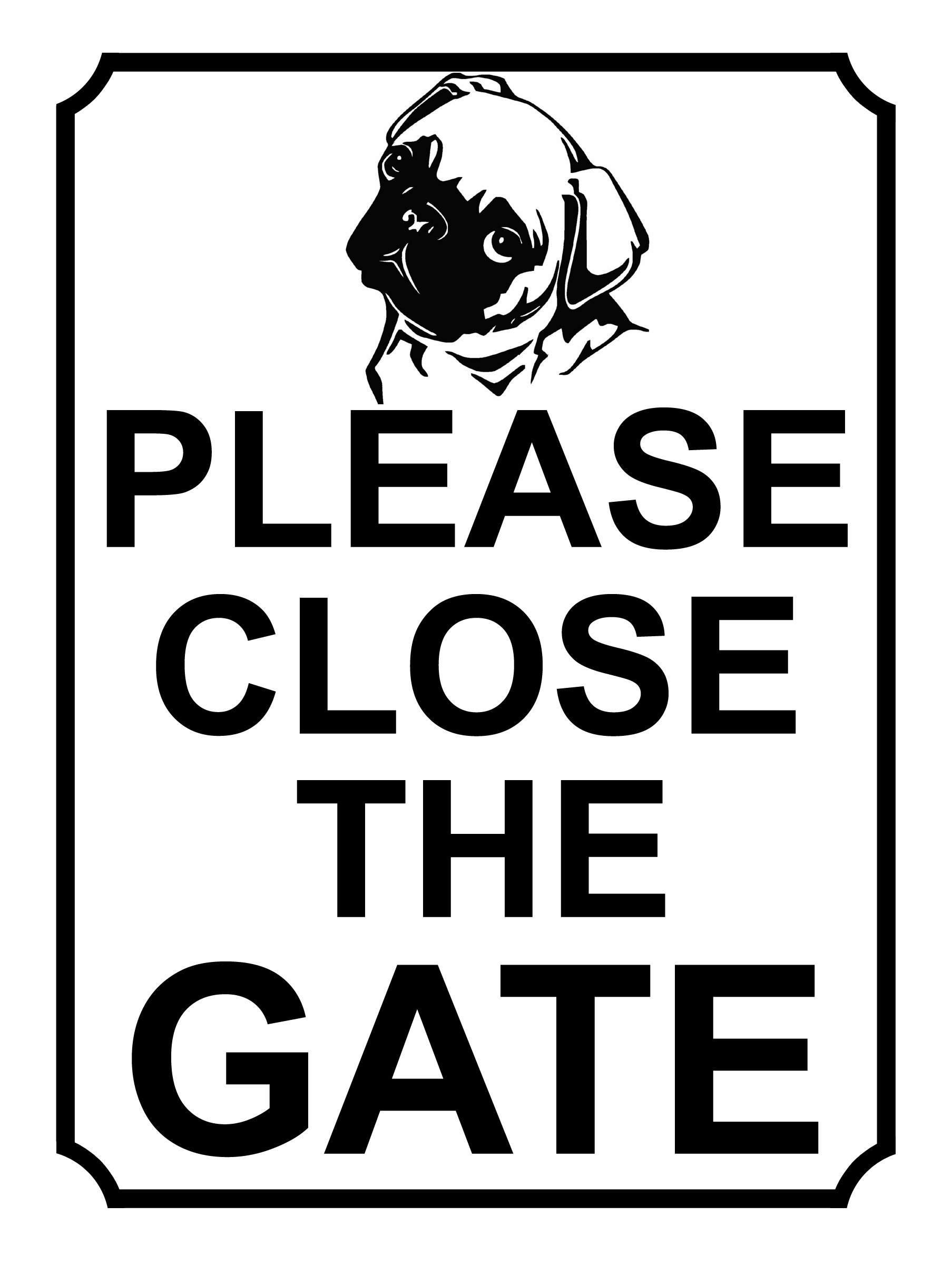 SHAWPRINT PLEASE CLOSE THE GATE DOG THEME METAL SIGN 200MM X 150MM (430H1), 8" x 6"