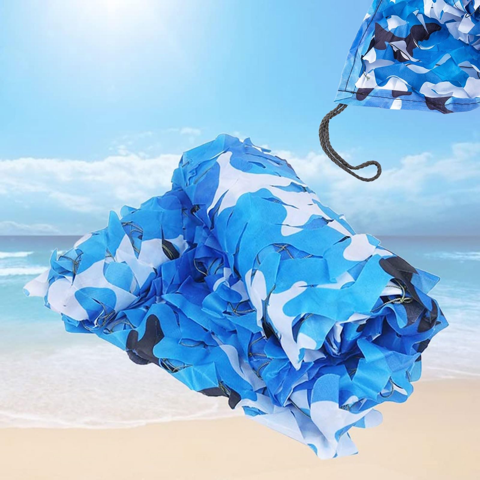 Carhlean One Color Camo Net Blue 1X7m 2X2m 3X11m 4X8m 6X6m 7X19m 10X10m Camouflage Netting,Army Camouflage Net Bulk Roll Camo Netting For Outdoor Hunting Military Decoration Sunshade Net(3X6m)