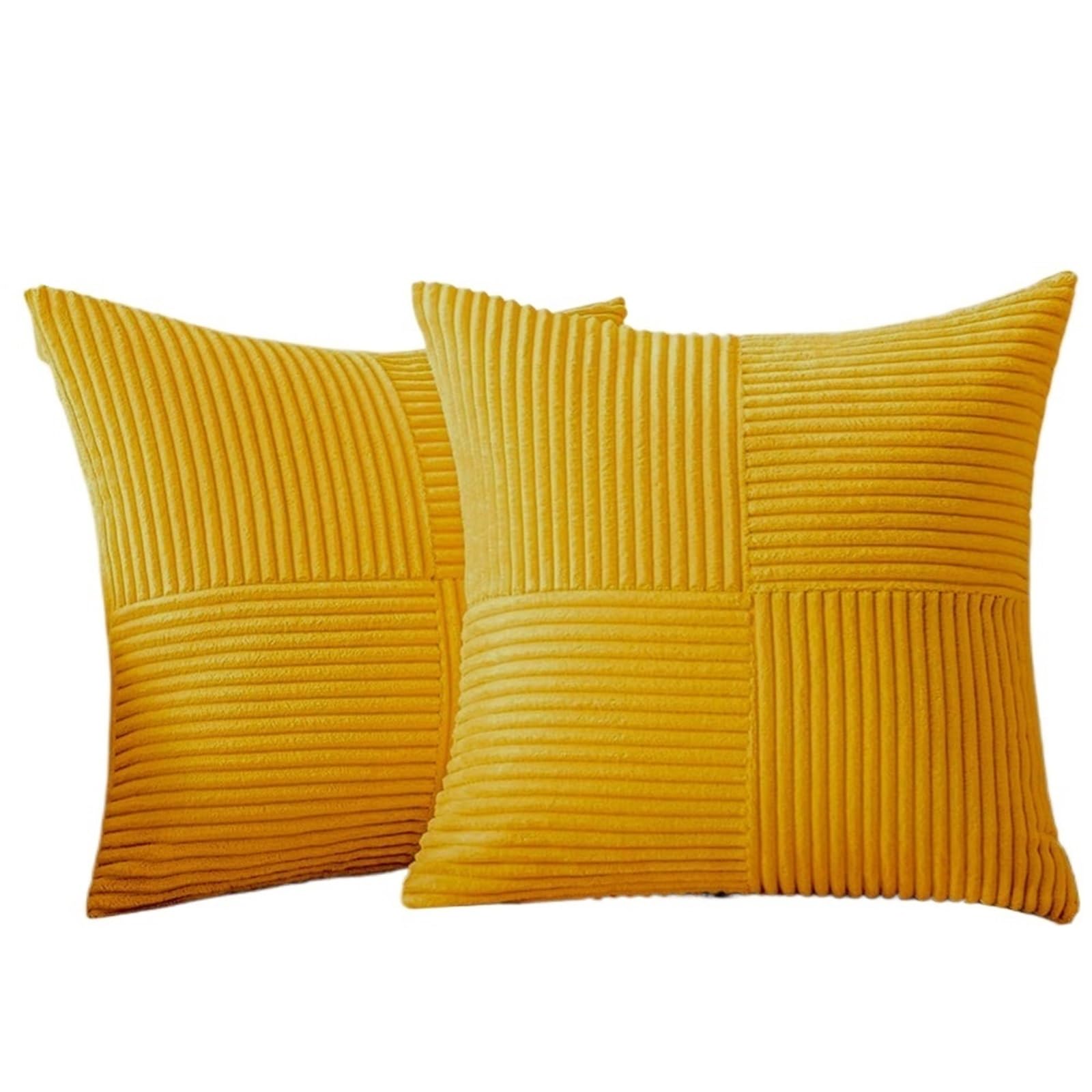 Fundas Cojines de Pana Fundas de Almohada 45x45CM, Estilo Bohemio, Pana Suave, Fundas Cojines a Rayas, decoración Decorativa for el hogar for sofá(Yellow,50x50CM 2Pcs)