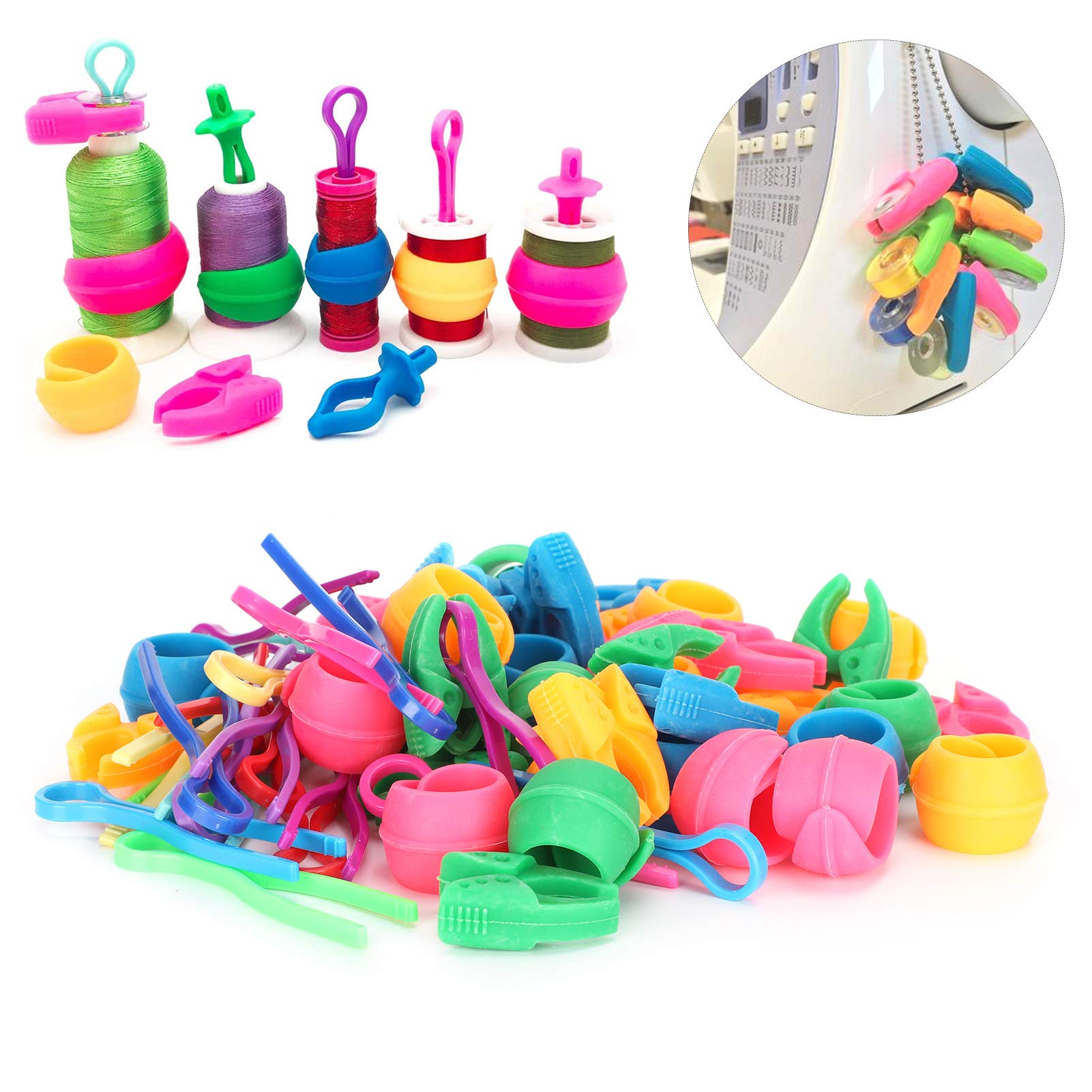 Xolsurg Bobbin Thread Buddies Silicone Holder Clips Spool Huggers Embroidery Tools Organize Threads Sewing Machine